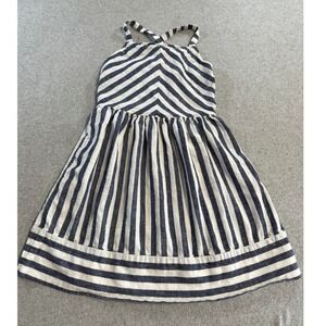 Carter's Kid Sun Dress Kids Size 10 Blue White Striped Criss Cross Straps